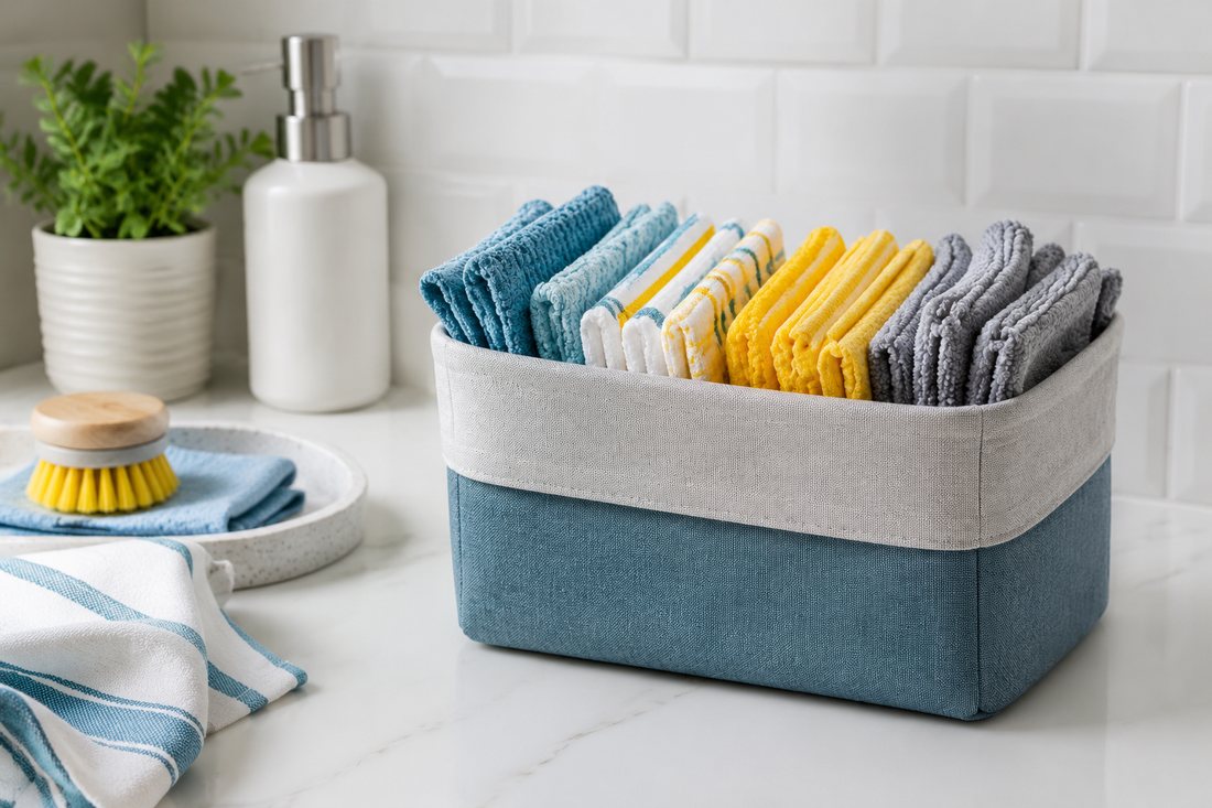 Cloth Storage Bin in use at home