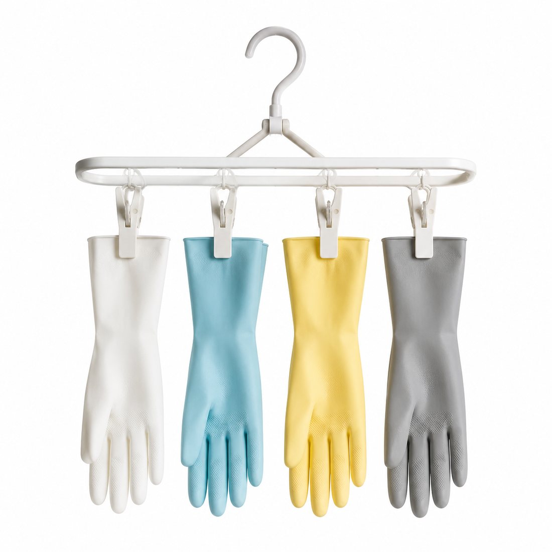Glove Drying Clips (4) — Four hanging clips to air rubber gloves and cloths.