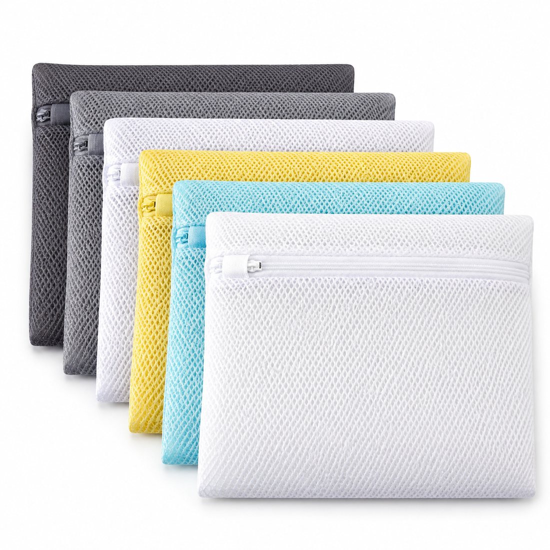 Laundry Mesh Bags (6) — Six zip mesh bags to wash cloths without losing them.