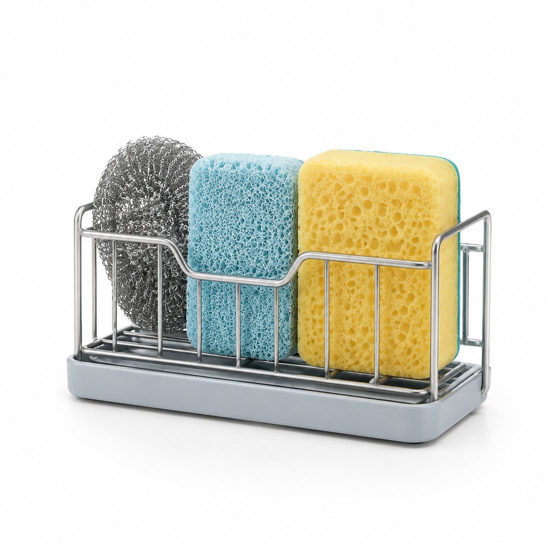 Scrub Pad Holder — A vented holder that keeps scrub pads draining and dry.